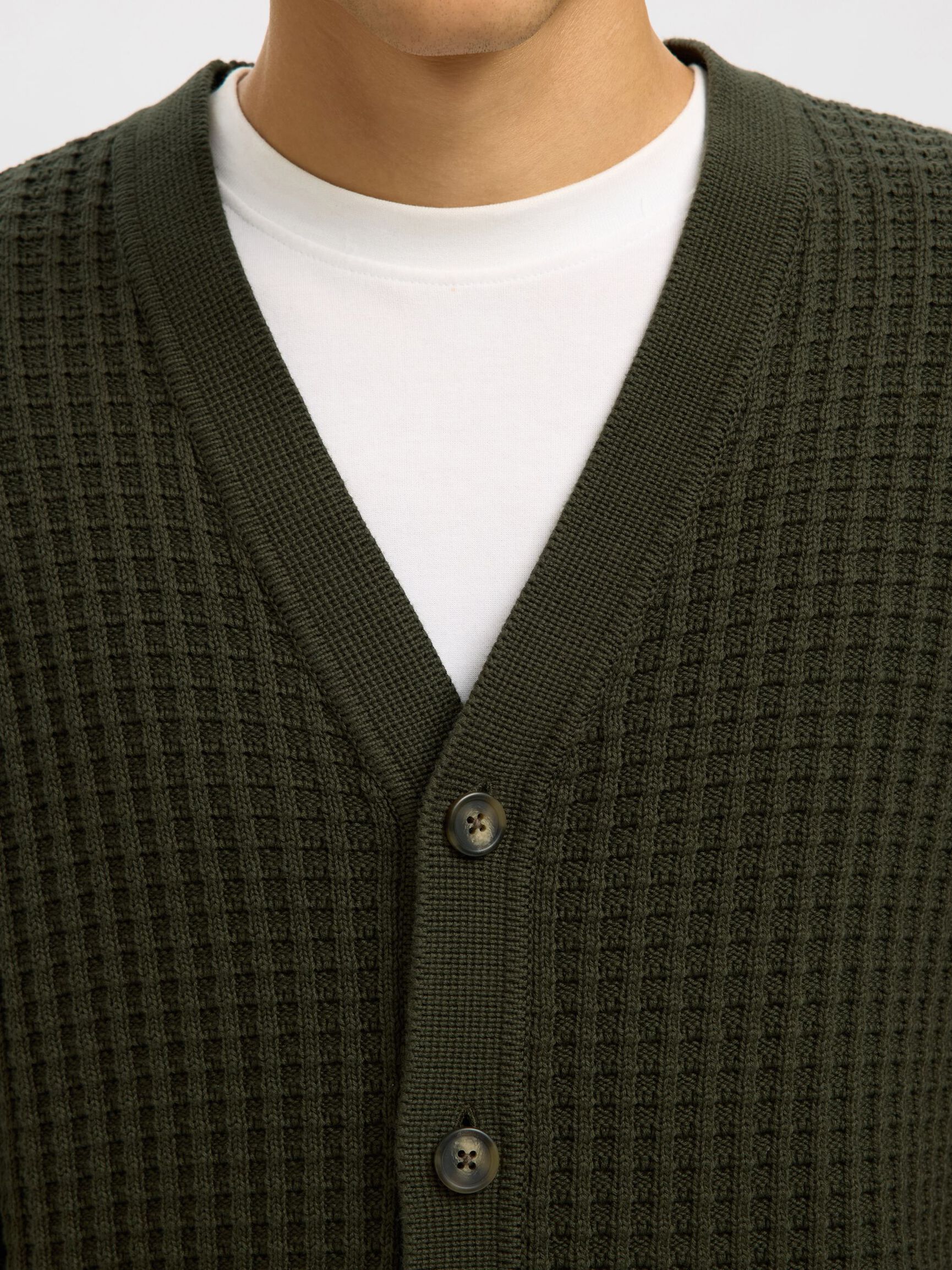 100% COTTON KNITTED CARDIGAN, Forest Night, highres