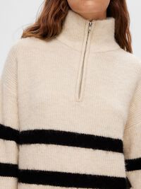 STRIPED WOOL BLEND MIDI DRESS, Birch, highres