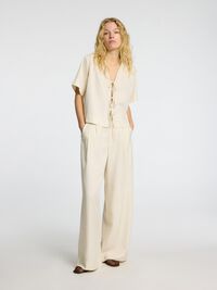 MID WAIST HOSE MIT WEITEM BEIN, Birch, highres