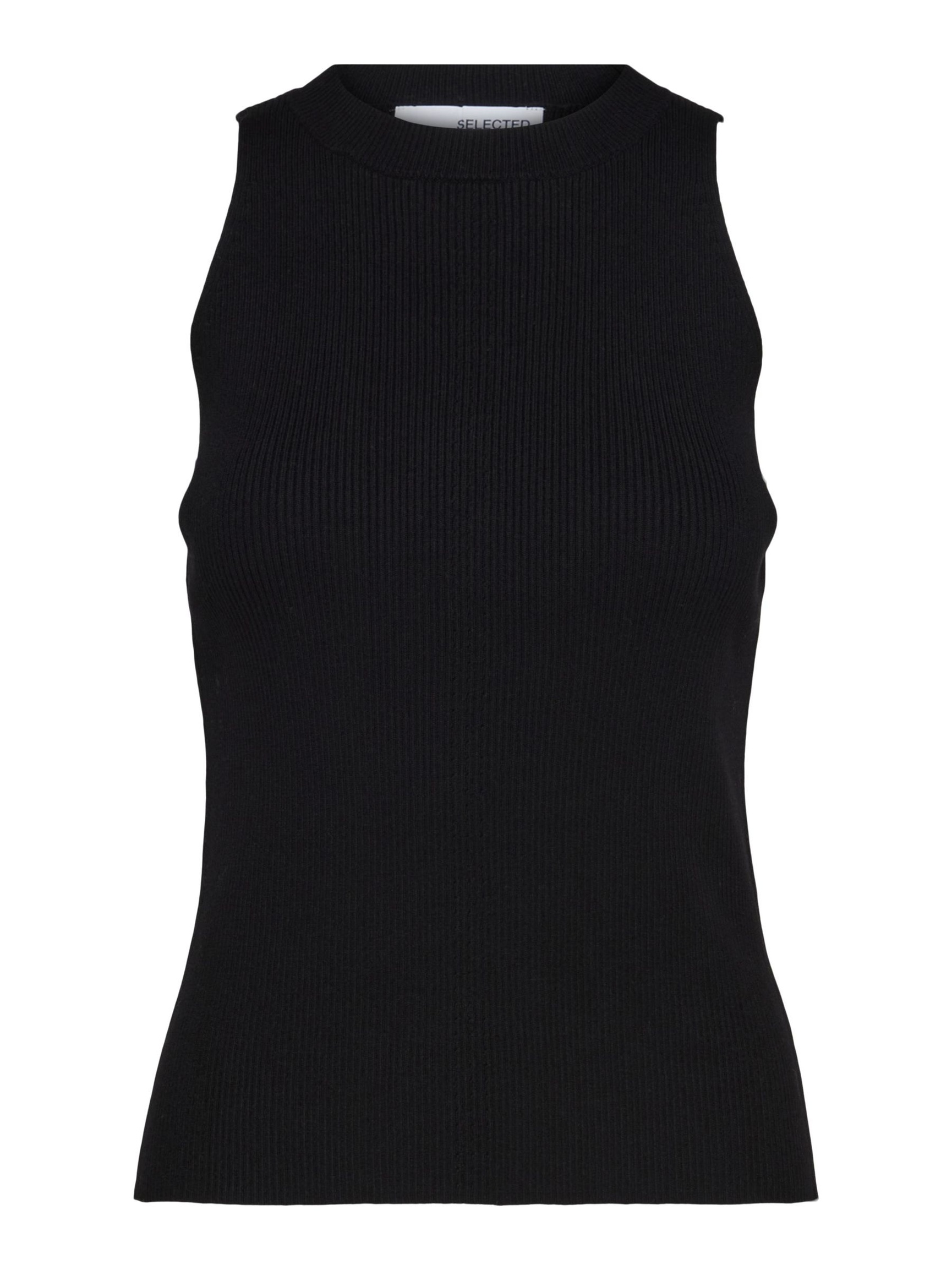 ÄRMELLOSES STRICKOBERTEIL, Black, highres