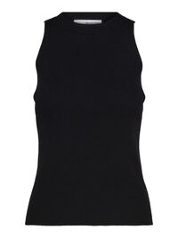 SLEEVELESS KNITTED TOP, Black, highres