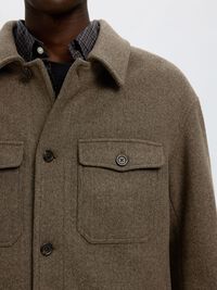 WOOL BLEND SHACKET, Chocolate Torte, highres