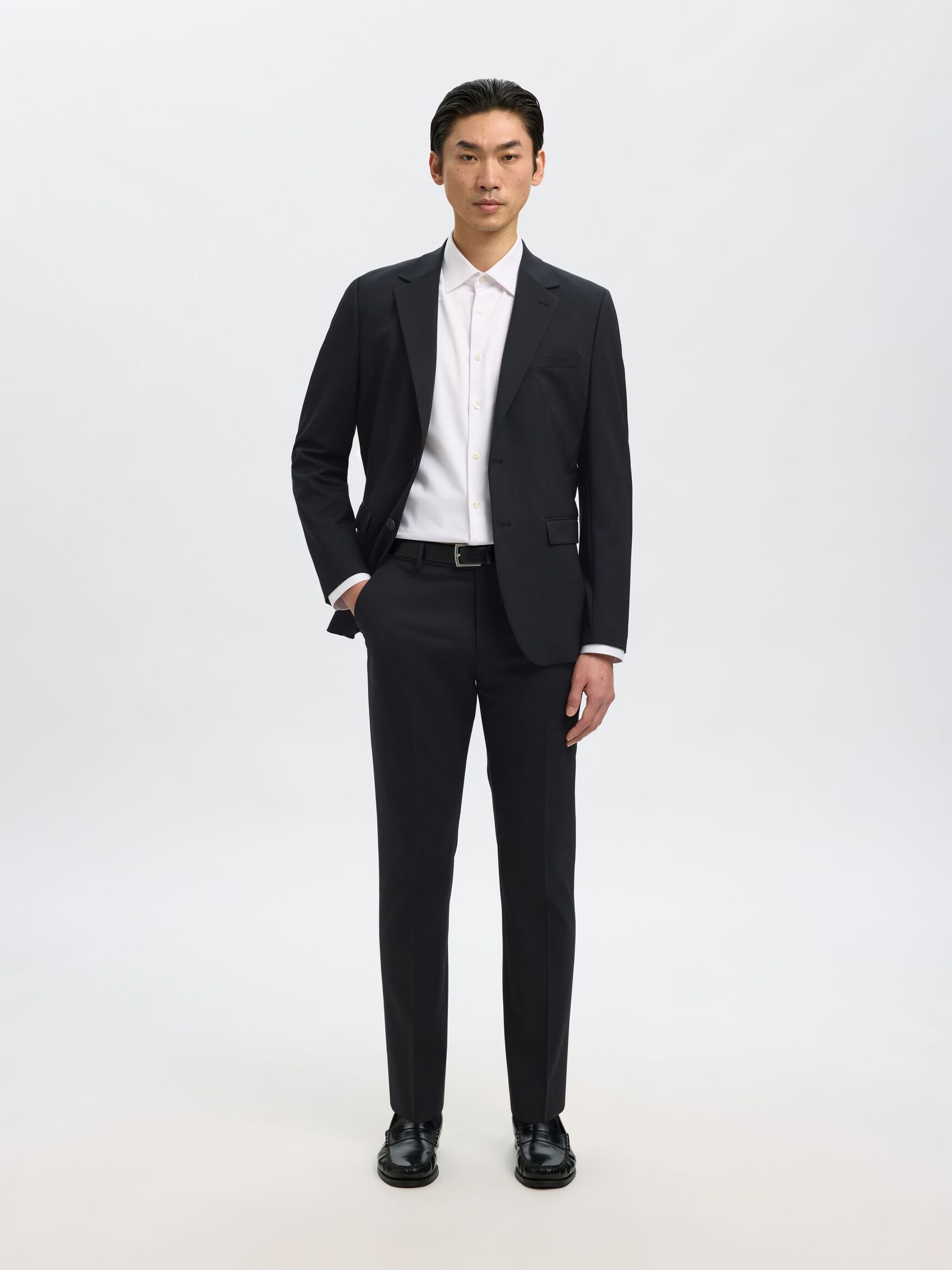 WOOL BLEND  SUIT TROUSERS, Black, highres