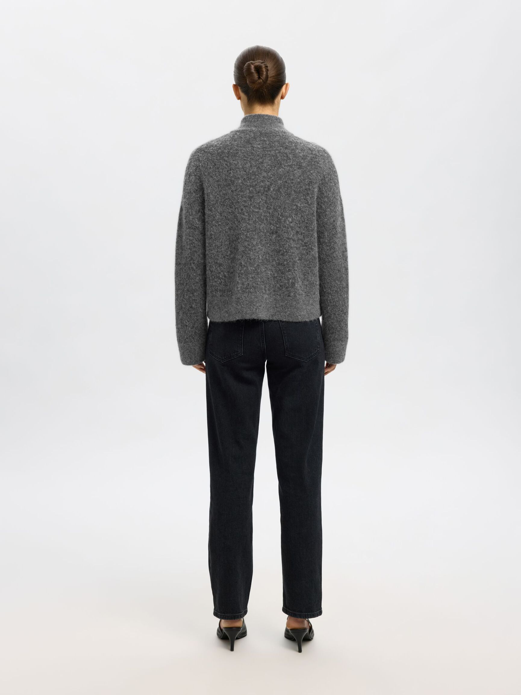 WOOL BLEND CARDIGAN, Medium Grey Melange, highres