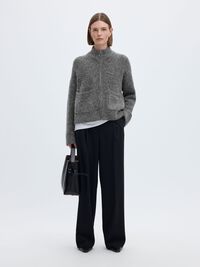 LAINE MÉLANGÉE CARDIGAN, Medium Grey Melange, highres