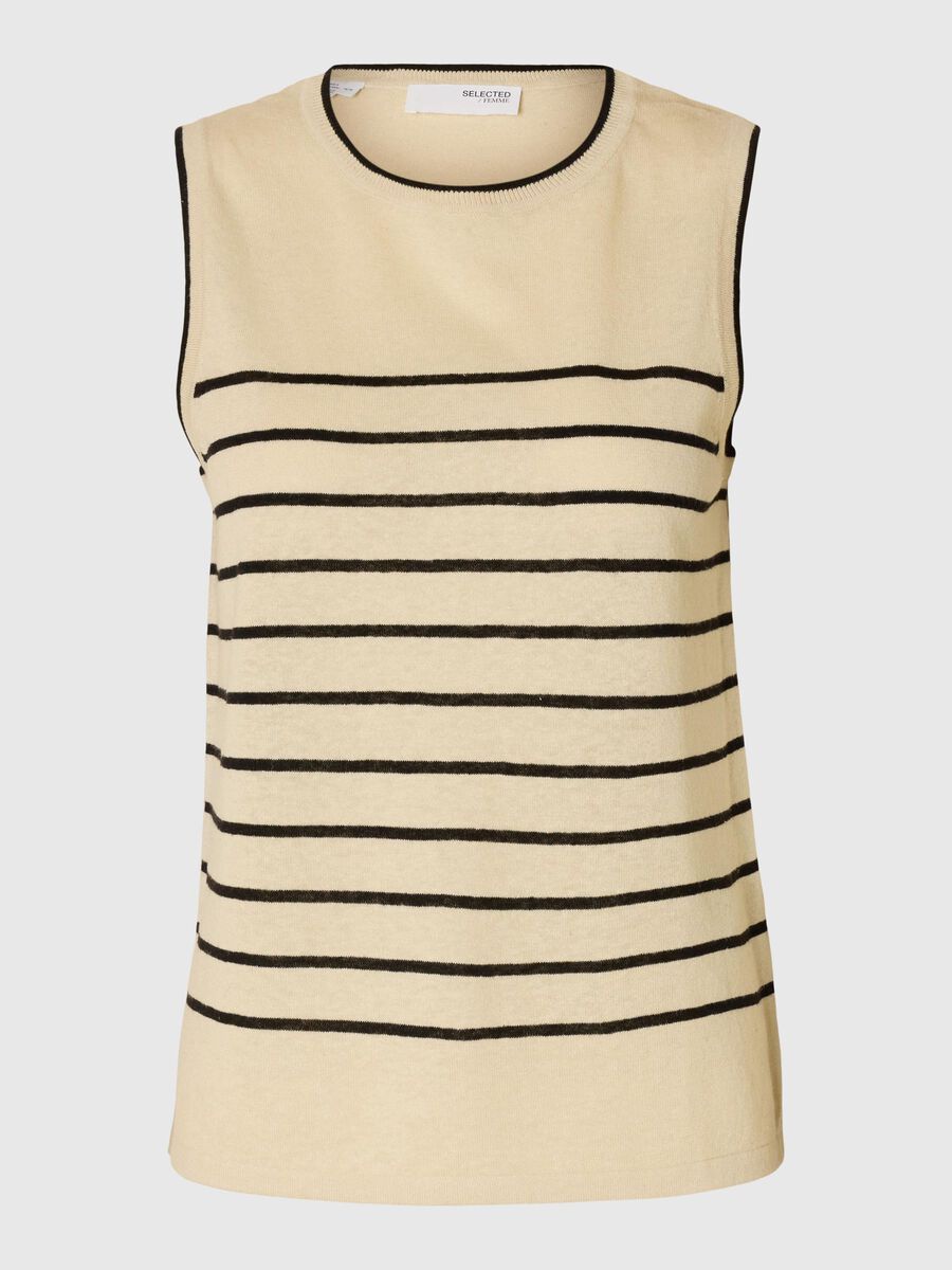 Selected LINEN BLEND KNITTED TOP, Birch, highres - 16097496_Birch_1189867_001.jpg