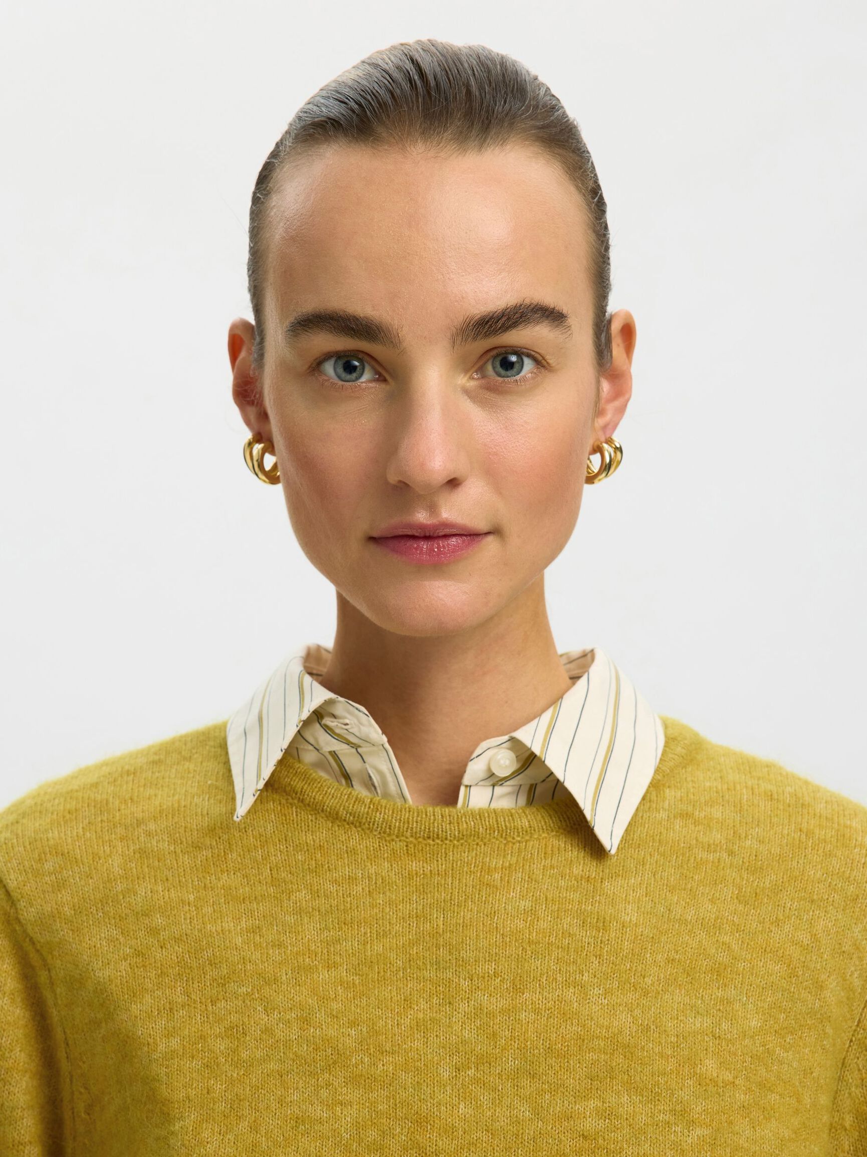 WOOL BLEND KNITTED PULLOVER, Avocado Oil, highres