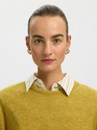 WOOL BLEND KNITTED PULLOVER, Avocado Oil, highres