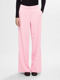 WOVEN WIDE-LEG TROUSERS, Peony, highres