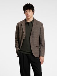 KARIERTER WOLLGEMISCH BLAZER, Brownie, highres