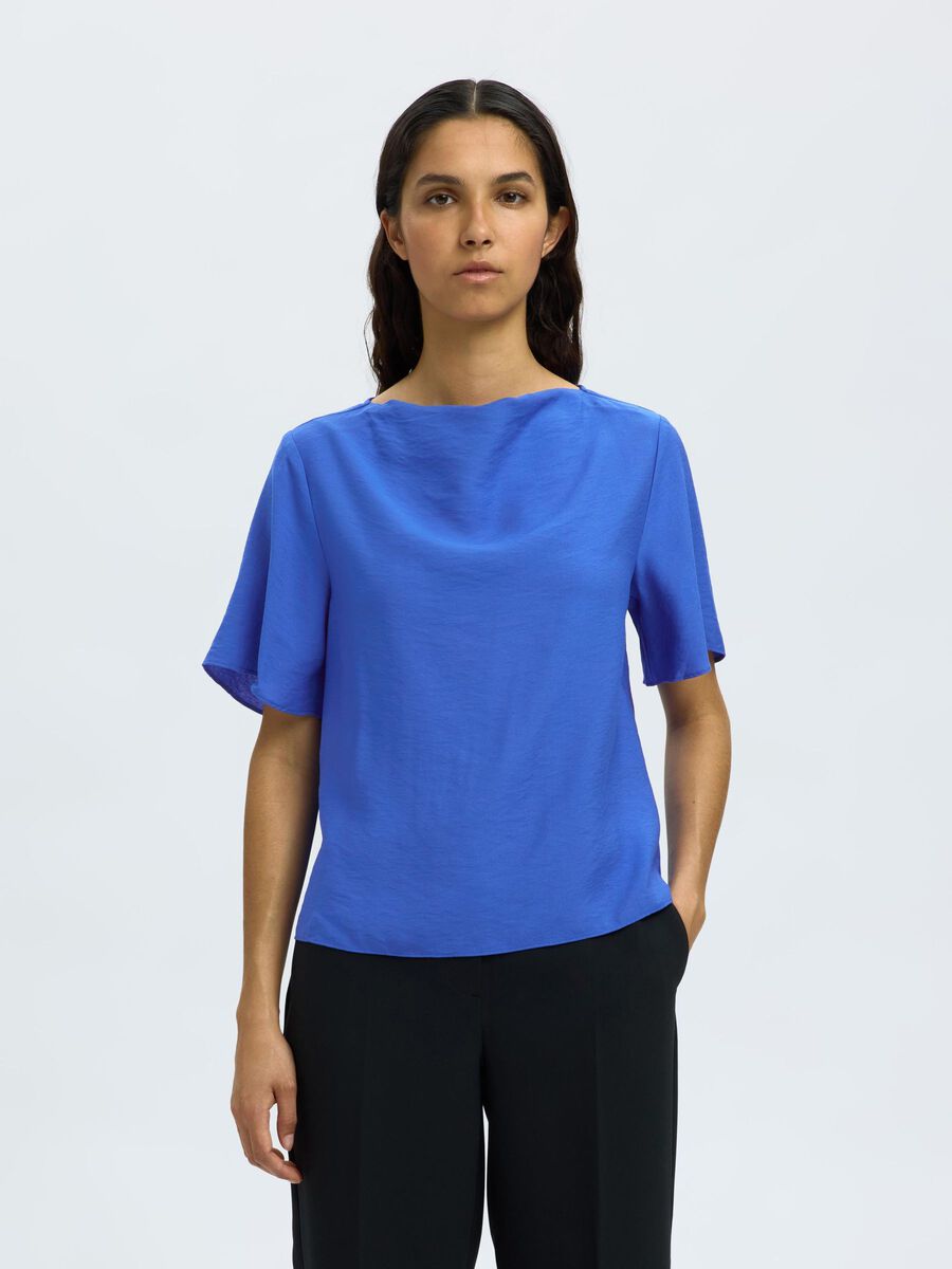 Selected VISCOSE BLEND SHORT SLEEVED TOP, Dazzling Blue, highres - 16098496_DazzlingBlue_003.jpg
