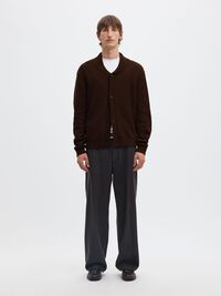 ORGANIC COTTON SHAWL COLLAR CARDIGAN, Demitasse, highres