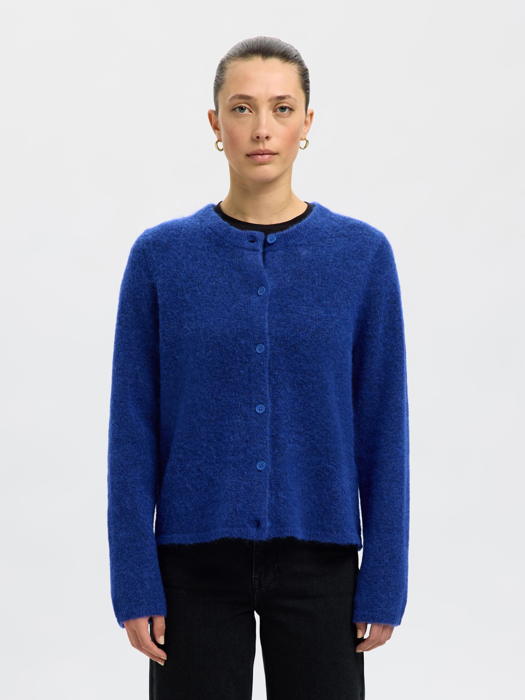 トップス SIIILON BIG LOVE knit cardigan BLUE SIIILON BIG LOVE knit cardigan BLUE Olyvenn Stylish Women Casual