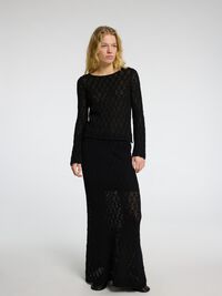 LONG SLEEVED KNITTED TOP, Black, highres
