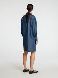 CHAMBRAY SHIRT DRESS, Dark Blue, highres