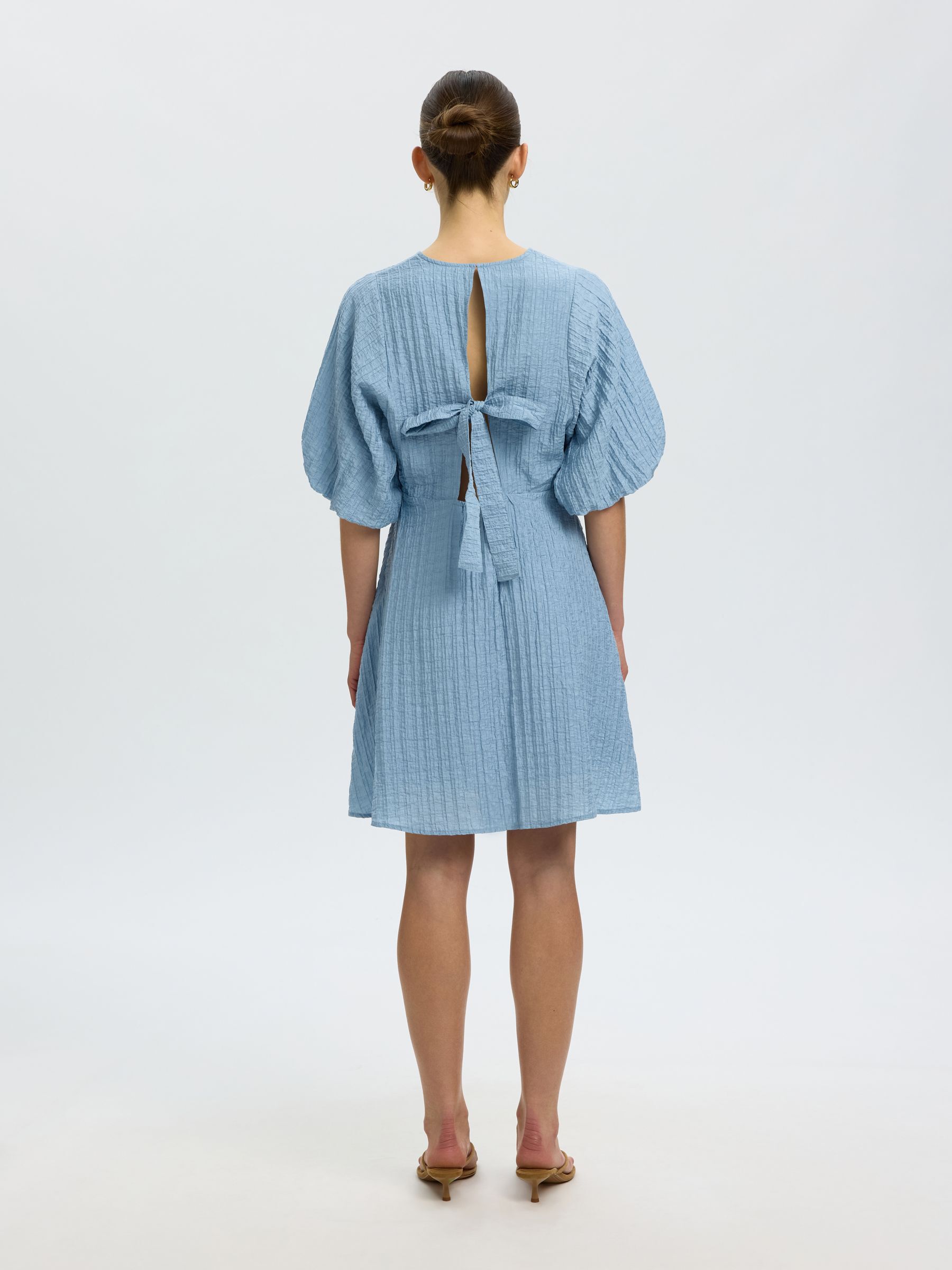 SHORT SLEEVED MINI DRESS, Dusty Blue, highres