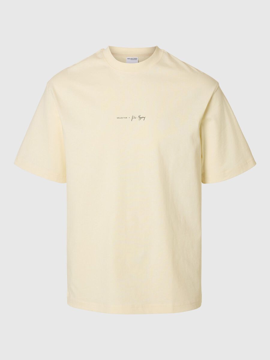 Selected PRINTED CREWNECK T-SHIRT, Egret, highres - 16097663_Egret_1189120_001.jpg