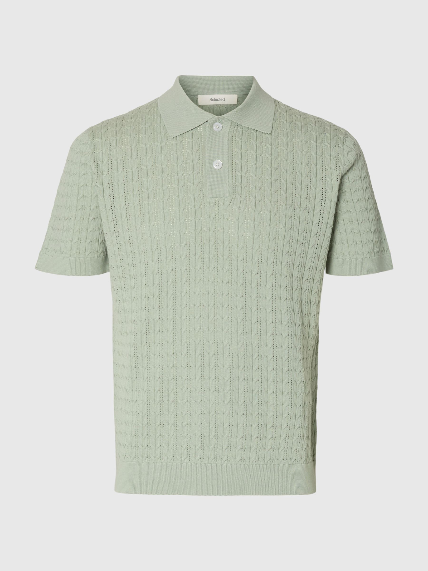 REGULAR FIT KNITTED POLO SHIRT, Aqua Gray, highres