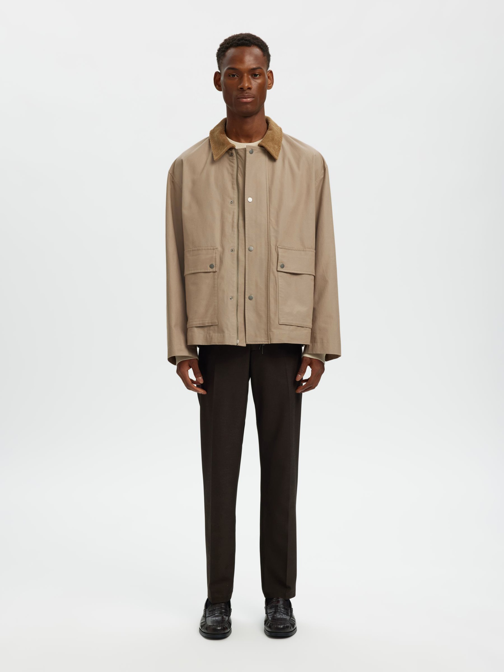 COTTON SHORT JACKET, Weathered Teak, highres