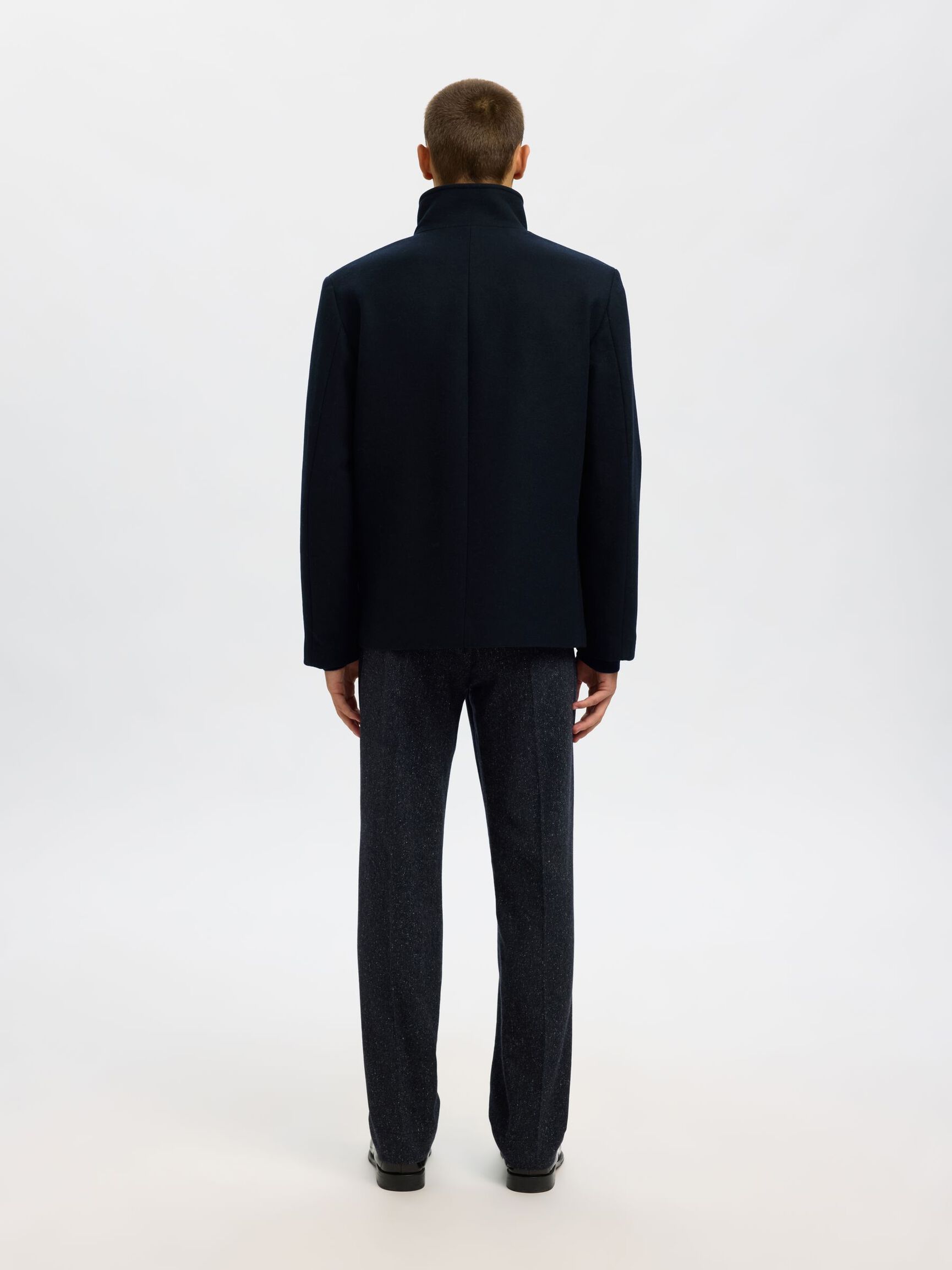 WOOL BLEND JACKET, Black, highres