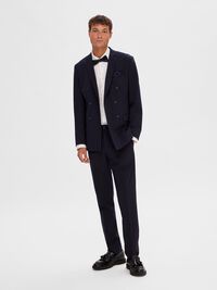COUPE SLIM EN VISCOSE MÉLANGÉE BLAZER À DOUBLE BOUTONNAGE, Navy Blazer, highres