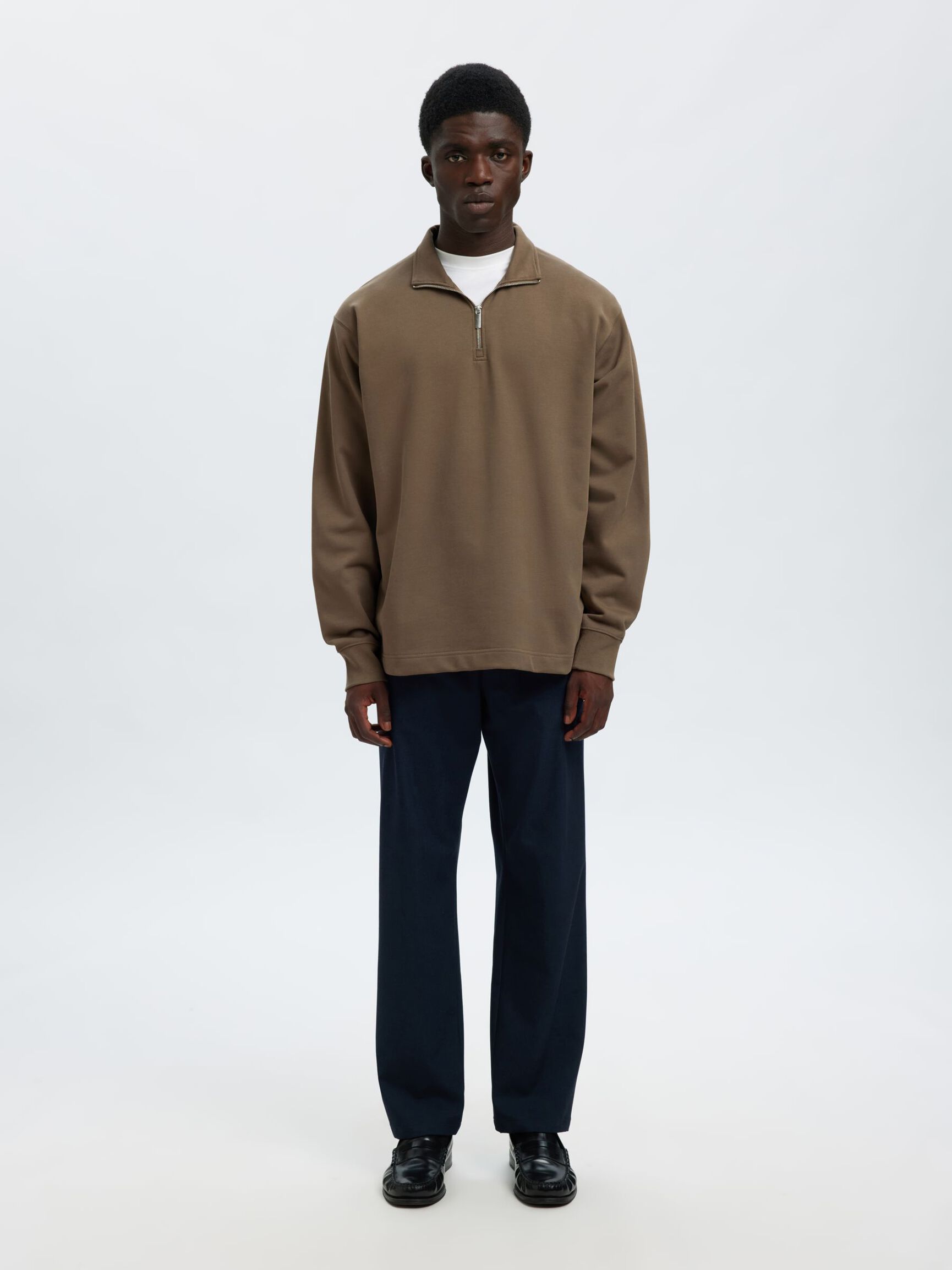 HALF ZIP SWEATSHIRT, Chocolate Chip, highres