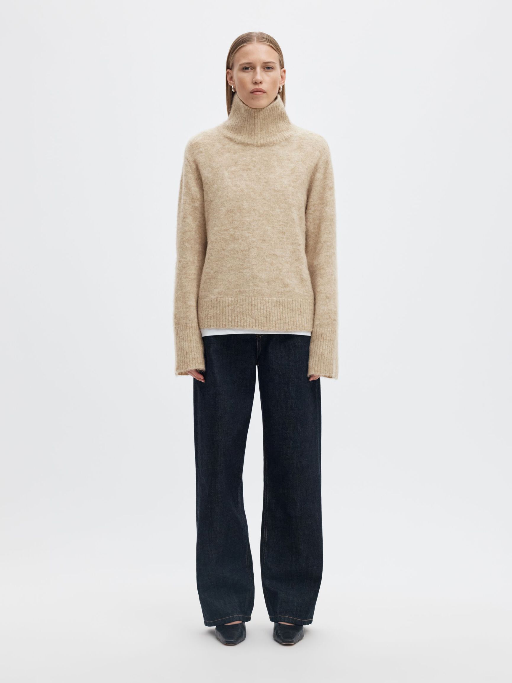WOOL BLEND HIGH-NECK JUMPER, Island Fossil, highres