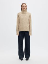 WOOL BLEND HIGH-NECK JUMPER, Island Fossil, highres