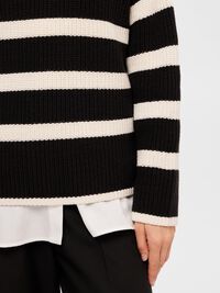 STRIPED KNITTED JUMPER, Black, highres