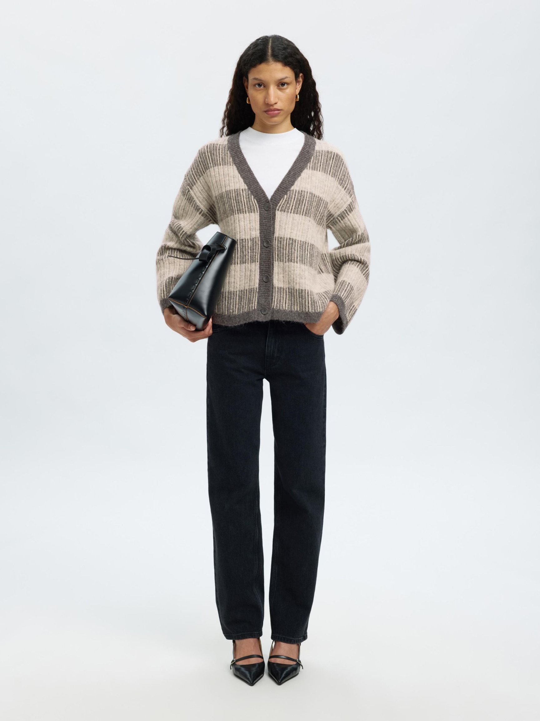 WOLLMIX STRICKJACKE, Medium Grey Melange, highres