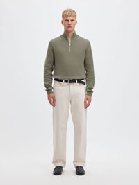 HALF-ZIP JUMPER, Vetiver, highres