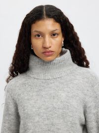 RULLEKRAVE ULDBLANDING STRIKTRØJE, Light Grey Melange, highres