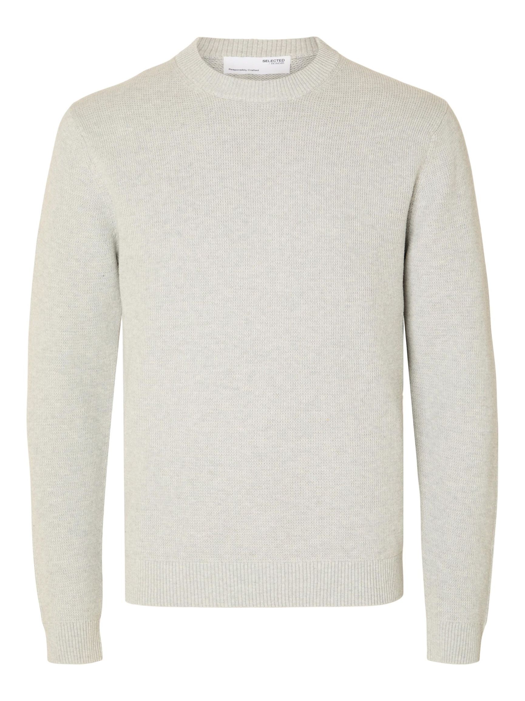 RONDE HALS SWEATER, Light Grey Melange, highres