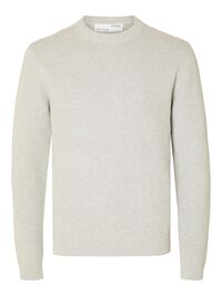 RONDE HALS SWEATER, Light Grey Melange, highres