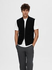 MERINO WOOL GILET, Black, highres