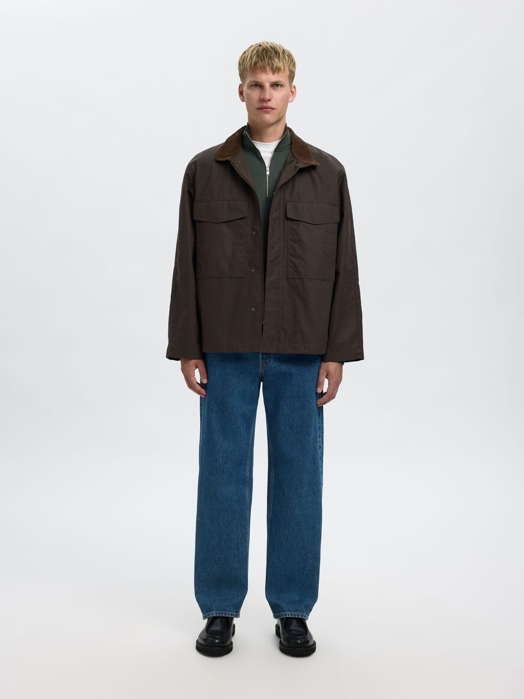 VISCOSE BLEND HALF ZIP SWEATSHIRT, Deep Forest, highres