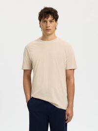 COTTON SLUB T-SHIRT, Oatmeal, highres