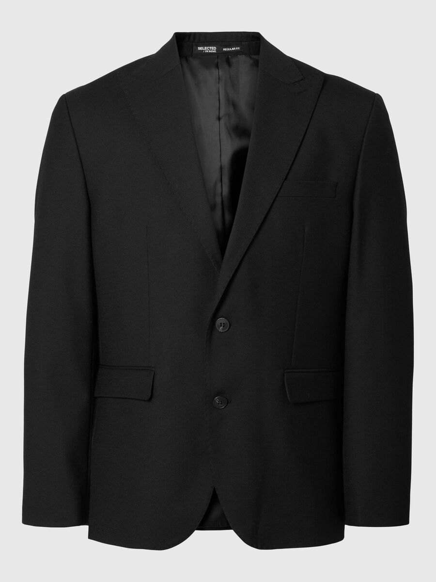 Selected REGULAR FIT WOLLGEMISCH BLAZER, Black, highres - 16095794_Black_001.jpg