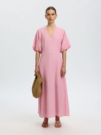 BALLOON SLEEVE MAXI DRESS, Bleached Mauve, highres