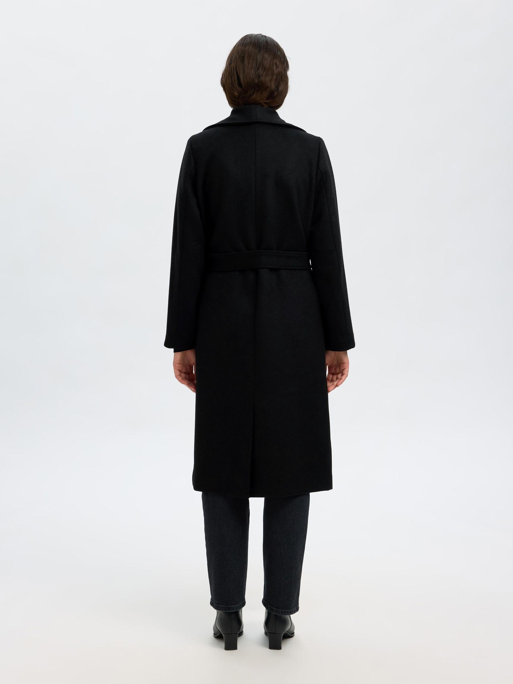 WOOL BLEND LONG COAT | Black | Selected