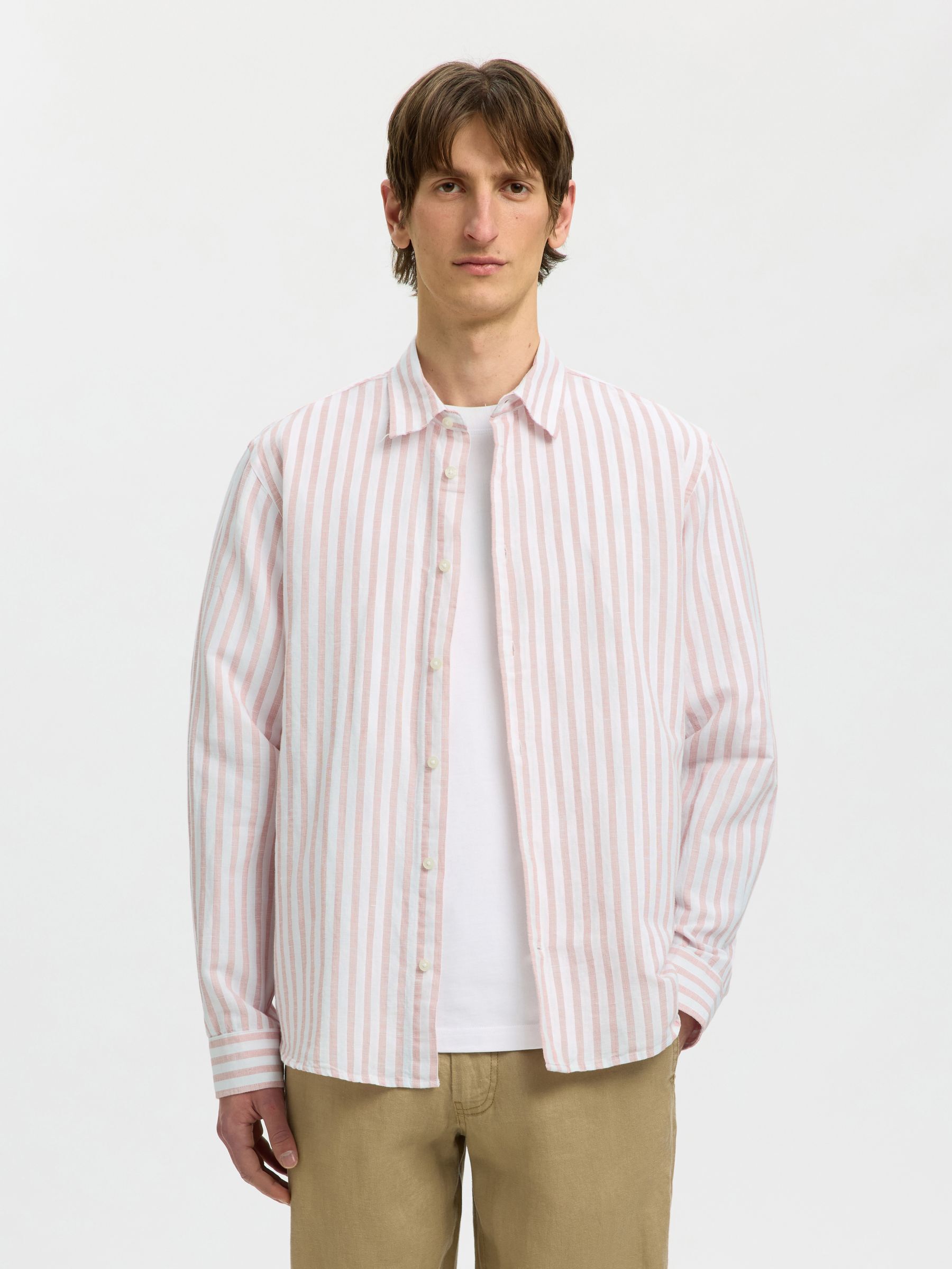 COUPE CLASSIQUE CHEMISE EN LIN MÉLANGÉ, Rose Dawn, highres