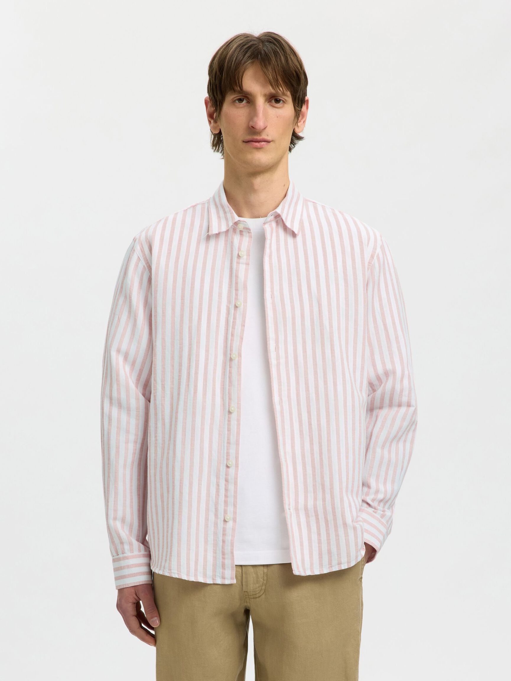 COUPE CLASSIQUE CHEMISE EN LIN MÉLANGÉ, Rose Dawn, highres