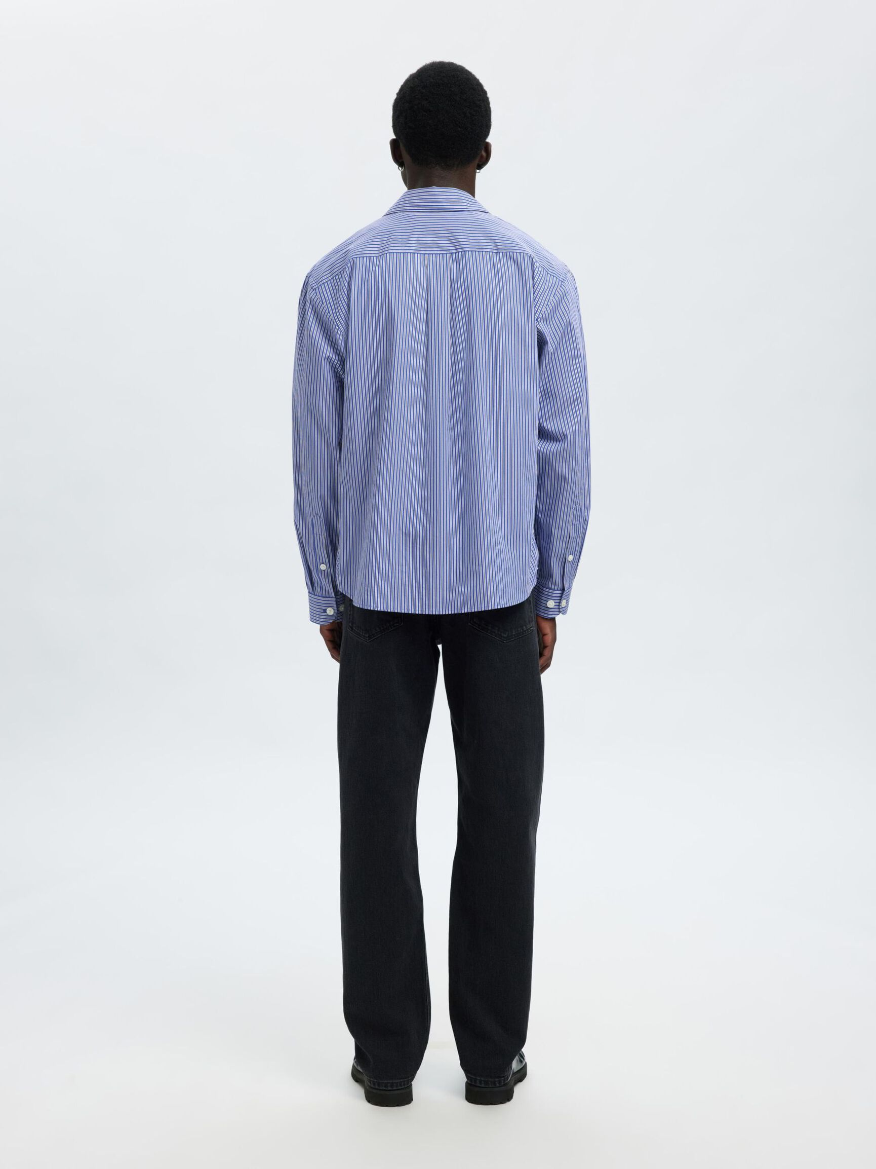 RELAXED FIT STREIFENSHIRT, Medieval Blue, highres
