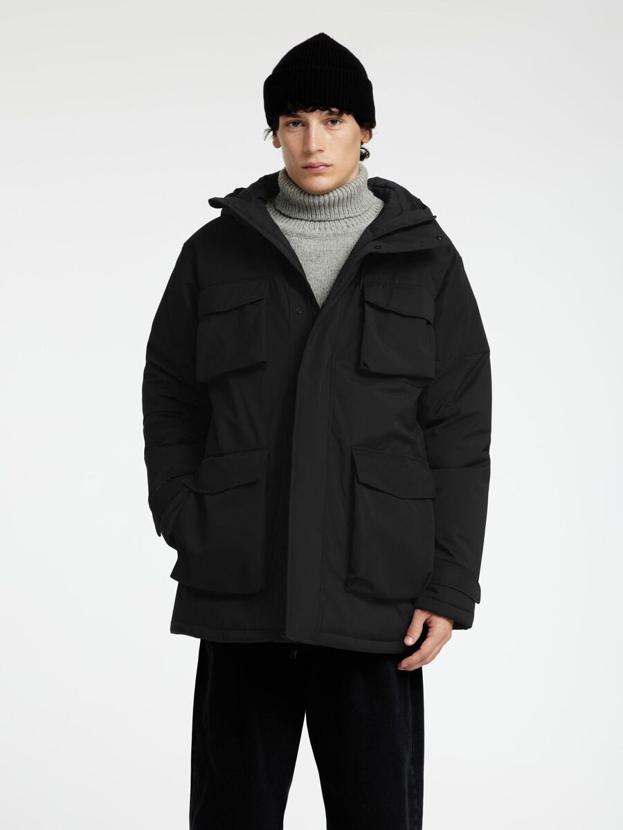 Selected DOORGESTIKTE PARKA, Black, highres - 16094046_Black_003.jpg