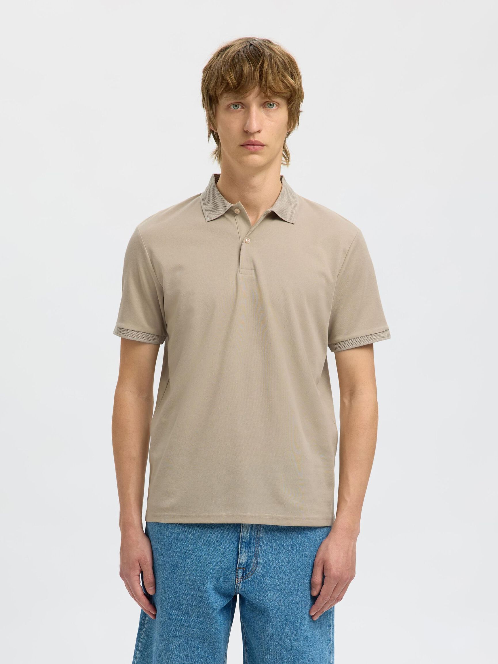 MANCHES COURTES POLO, Oatmeal, highres