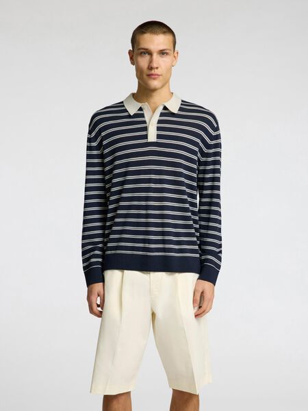 Selected 100% MERINO WOOL LONG-SLEEVED POLO, Outer Space, highres - 16098863_OuterSpace_1209031_003.jpg
