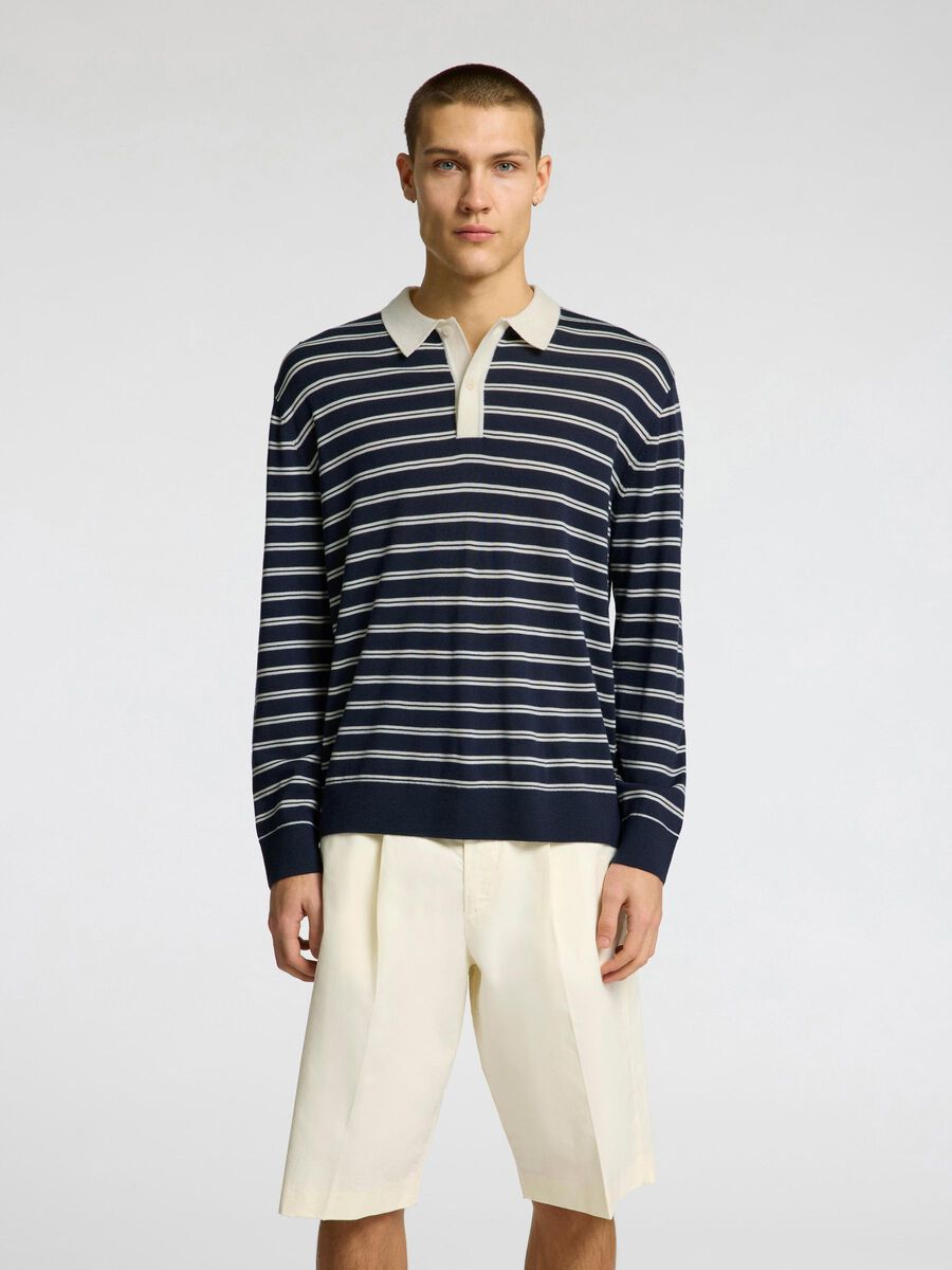 Selected 100% MERINOWOL POLO MET LANGE MOUWEN, Outer Space, highres - 16098863_OuterSpace_1209031_003.jpg