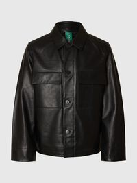 BOUTONNÉ VESTE EN CUIR, Black, highres