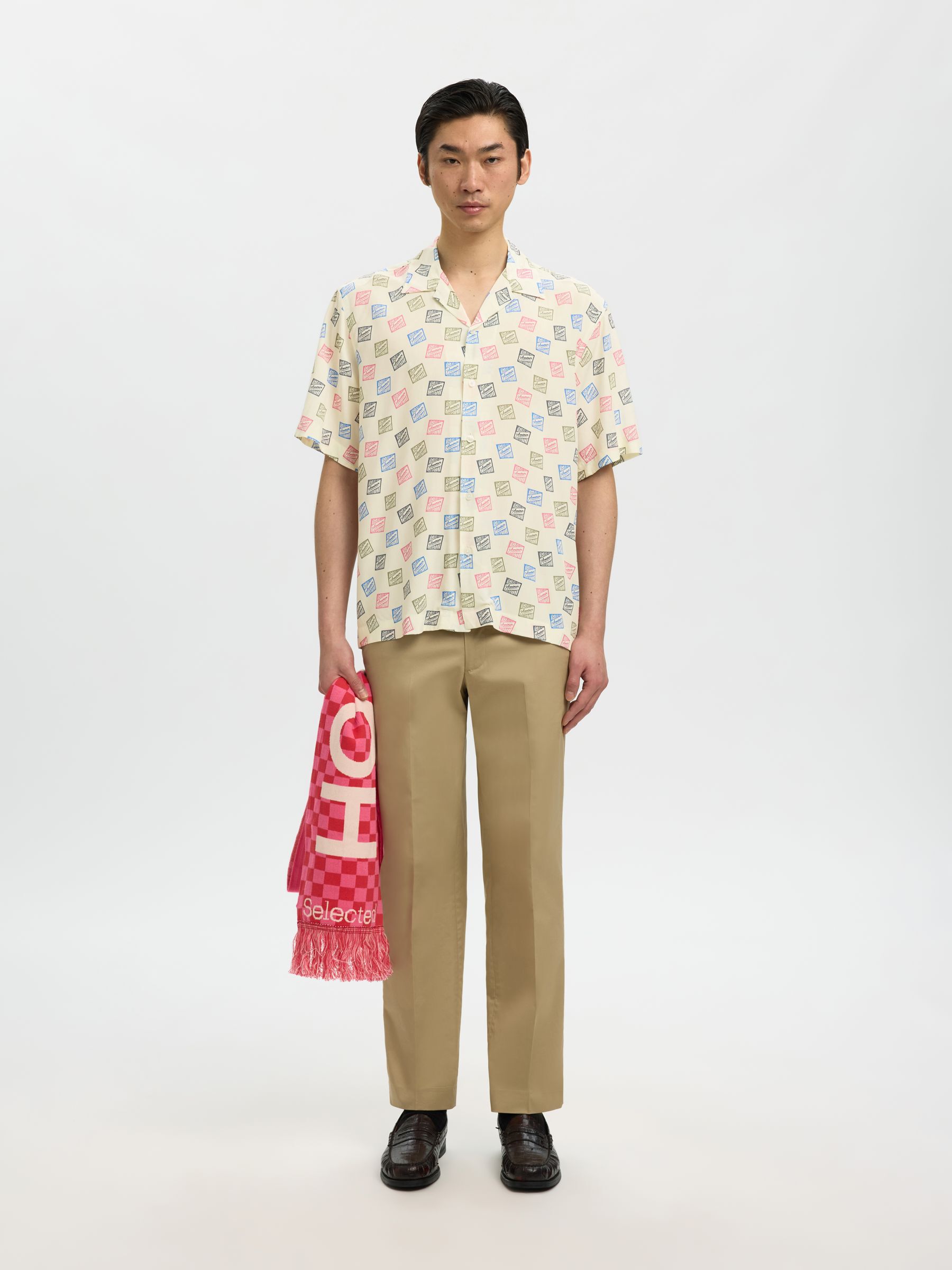 RELAXED FIT KURZARMHEMD, Egret, highres