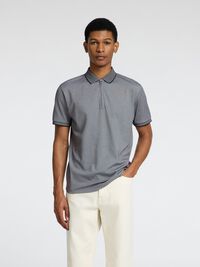 SHORT SLEEVED POLO SHIRT, Medium Grey Melange, highres